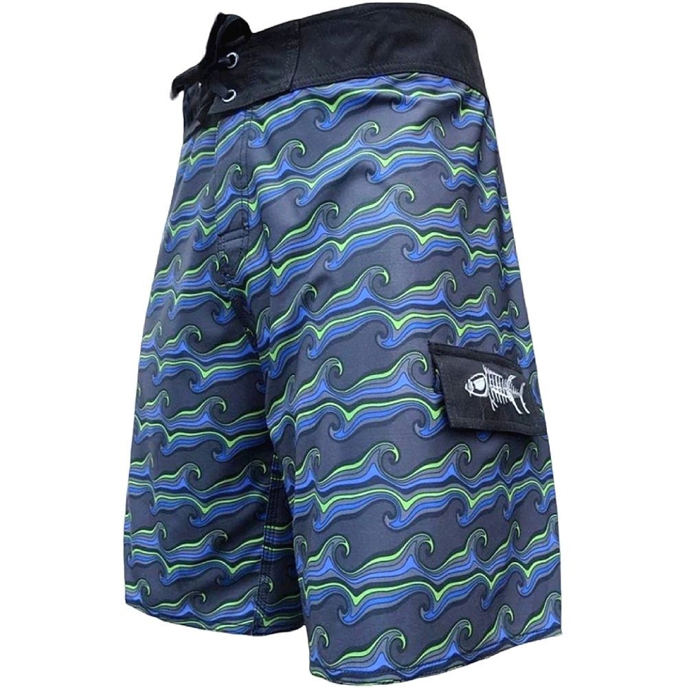 NWT Tormenter Reef Break Board Shorts "Waves", Size 29, Black/Gray/Blue/Green